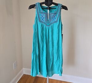 NWT Luxology Turquoise Embroidered Sleeveless Dress